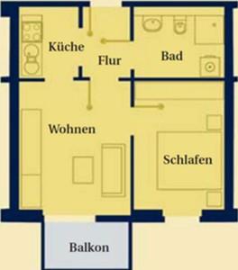 Grundrissskizze 2-Zimmer-Appartement mit 40 qm