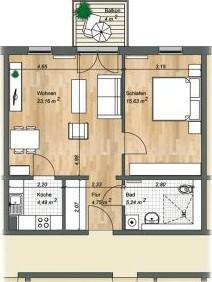 Grundriss eines Apartments des Service-Wohnens Am Ringgleis