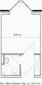 Beispiel für ein Einbettzimmer im Betreuungszentrum Georg-Behrmann-Stiftung
