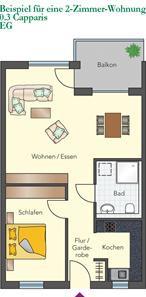 2-Zimmer-Wohnung Capparis im Erdgeschoß