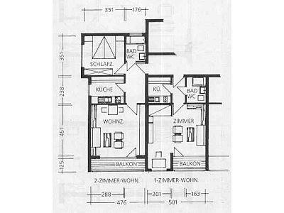 Grundriss einer Wohnung im Haus Elisabeth im Erich Schumm Stift